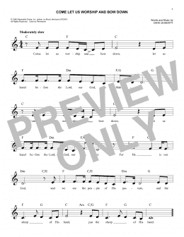 page one of Come Let Us Worship And Bow Down (Easy Lead Sheet / Fake Book)