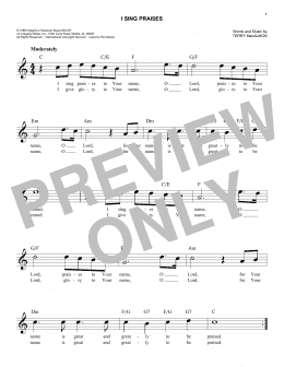 page one of I Sing Praises (Easy Lead Sheet / Fake Book)