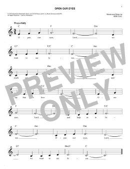 page one of Open Our Eyes (Easy Lead Sheet / Fake Book)