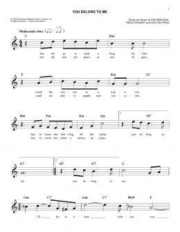 page one of You Belong To Me (Easy Lead Sheet / Fake Book)