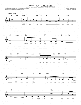 page one of I Wish I Didn't Love You So (Easy Lead Sheet / Fake Book)