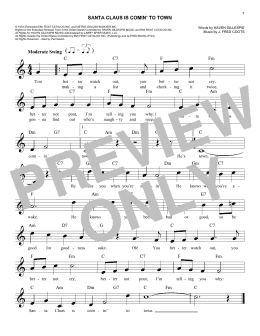 page one of Santa Claus Is Comin' To Town (Easy Lead Sheet / Fake Book)