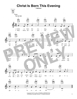 page one of Christ Is Born This Evening (Ukulele)