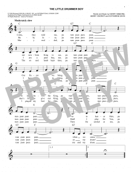 page one of The Little Drummer Boy (Easy Lead Sheet / Fake Book)