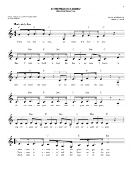 page one of Christmas Is A-Comin' (May God Bless You) (Easy Lead Sheet / Fake Book)