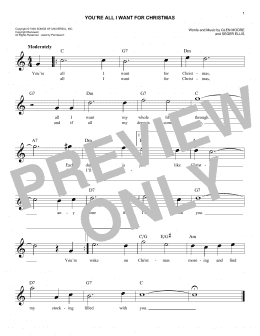 page one of You're All I Want For Christmas (Easy Lead Sheet / Fake Book)