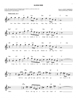 page one of Sleigh Ride (Easy Lead Sheet / Fake Book)