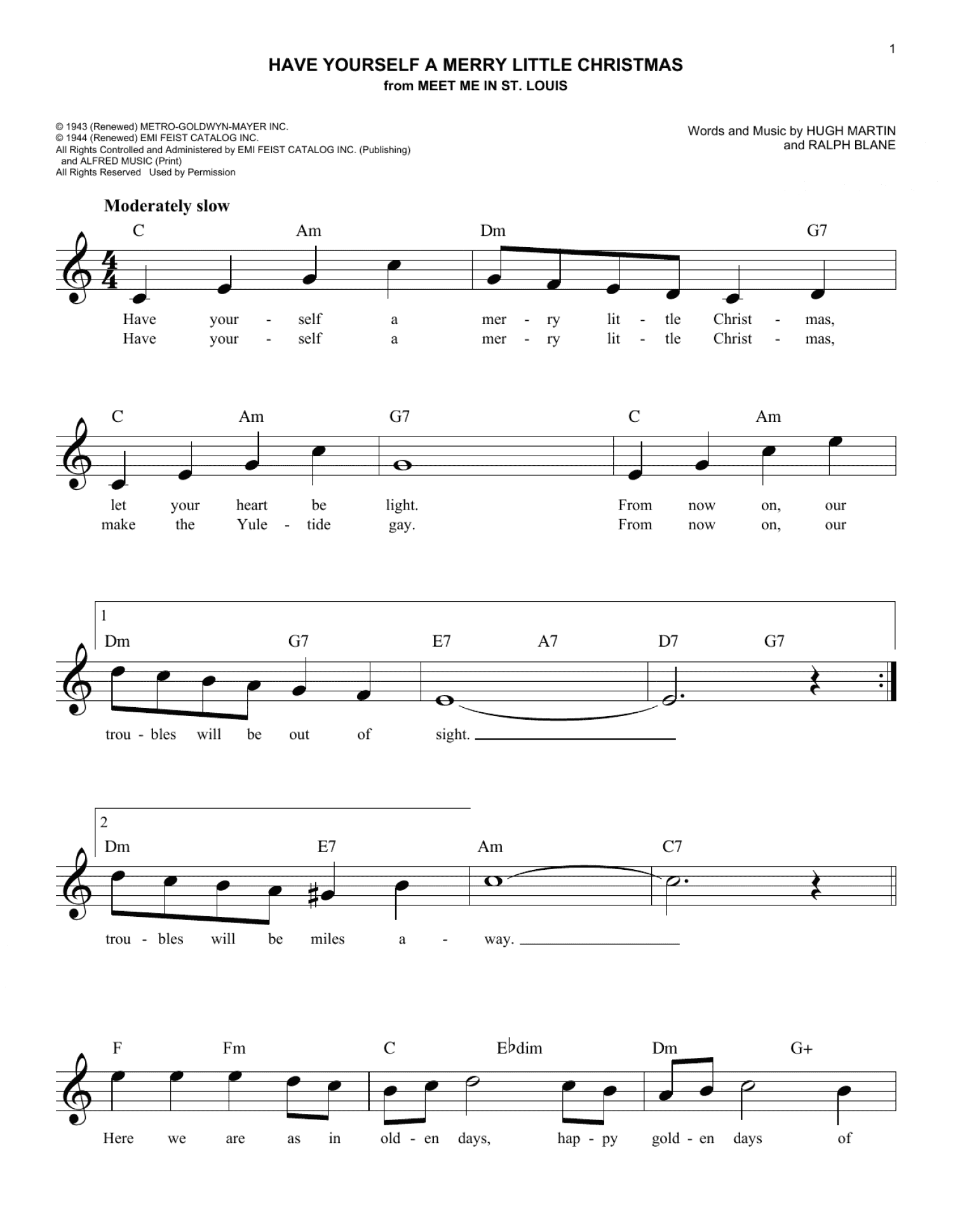 Have Yourself A Merry Little Christmas (Lead Sheet / Fake Book)