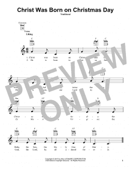 page one of Christ Was Born On Christmas Day (Ukulele)