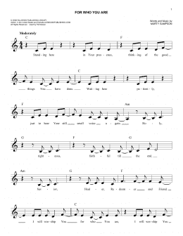 page one of For Who You Are (Easy Lead Sheet / Fake Book)