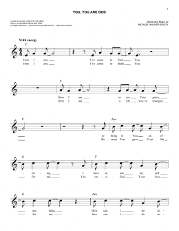 page one of You, You Are God (Easy Lead Sheet / Fake Book)