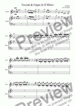 page one of Toccata & Fugue in D Minor (Piano & Violin)
