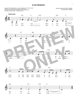 page one of In His Presence (Easy Lead Sheet / Fake Book)