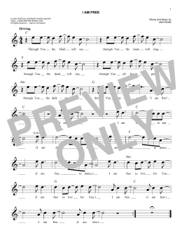 page one of I Am Free (Easy Lead Sheet / Fake Book)