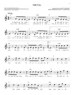 page one of Take It All (Easy Lead Sheet / Fake Book)