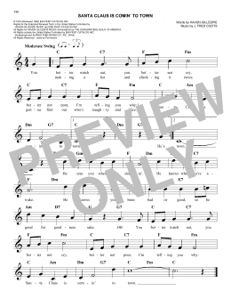 page one of Santa Claus Is Comin' To Town (Easy Lead Sheet / Fake Book)