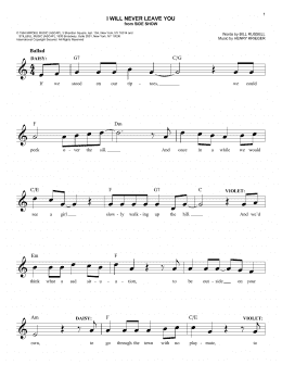 page one of I Will Never Leave You (Easy Lead Sheet / Fake Book)