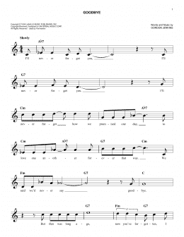 page one of Goodbye (Easy Lead Sheet / Fake Book)