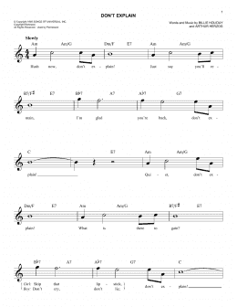 page one of Don't Explain (Easy Lead Sheet / Fake Book)