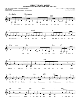 page one of I Believe In You And Me (Easy Lead Sheet / Fake Book)