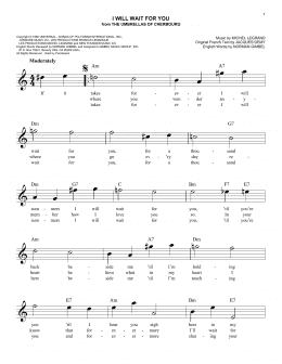 page one of I Will Wait For You (Easy Lead Sheet / Fake Book)