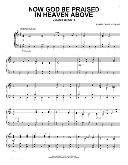page one of Now God Be Praised In Heaven Above (Piano Solo)