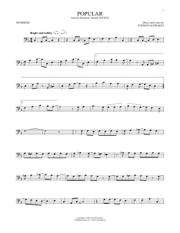 page one of Popular (from Wicked) (Trombone Solo)