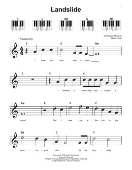 page one of Landslide (Super Easy Piano)