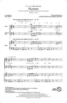 page one of Human (arr. Mac Huff) (TBB Choir)