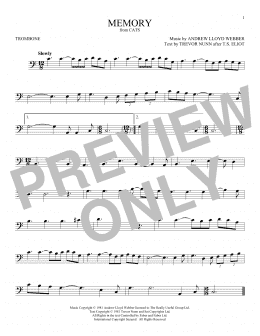 page one of Memory (from Cats) (Trombone Solo)