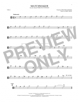 page one of Matchmaker (from Fiddler On The Roof) (Viola Solo)