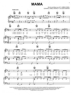 page one of Mama (Piano, Vocal & Guitar Chords (Right-Hand Melody))