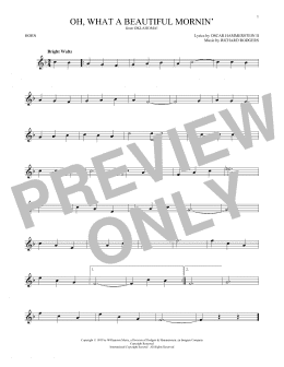 page one of Oh, What A Beautiful Mornin' (from Oklahoma!) (French Horn Solo)