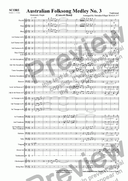 page one of Australian Folksong Medley No. 3 - Concert Band