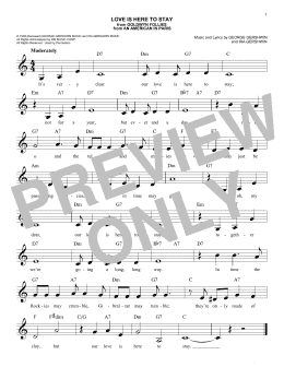 page one of Love Is Here To Stay (Easy Lead Sheet / Fake Book)