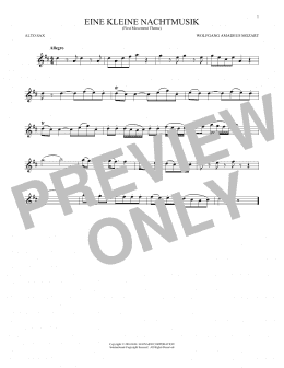 page one of Eine Kleine Nachtmusik ("Serenade"), First Movement Excerpt (Alto Sax Solo)