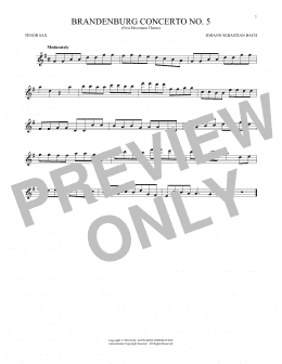 page one of Brandenburg Concerto No. 5 (Tenor Sax Solo)