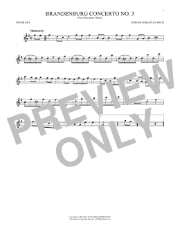 page one of Brandenburg Concerto No. 3 (Tenor Sax Solo)