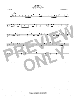 page one of Allegro I, RV 269 ("Spring") (First Movement Theme) (Alto Sax Solo)