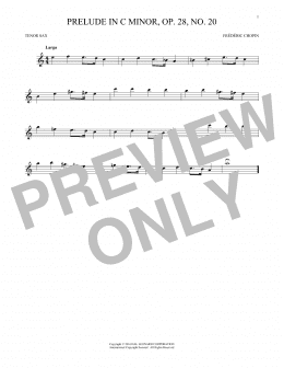 page one of Prelude, Op. 28, No. 20 (Tenor Sax Solo)