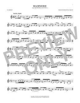 page one of Badinerie (Suite No. 2) (Clarinet Solo)