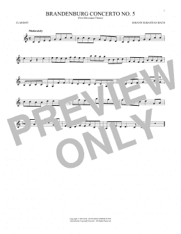 page one of Brandenburg Concerto No. 5 (Clarinet Solo)