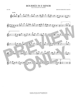 page one of Bourree In E Minor (Flute Solo)