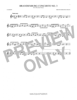 page one of Brandenburg Concerto No. 3 (Clarinet Solo)