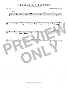 page one of Harmonious Blacksmith (Clarinet Solo)