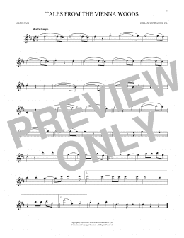 page one of Tales From The Vienna Woods (Alto Sax Solo)