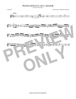 page one of Piano Sonata In C Major (Clarinet Solo)