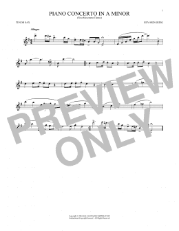 page one of Piano Concerto In A Minor, Op. 16 (Tenor Sax Solo)