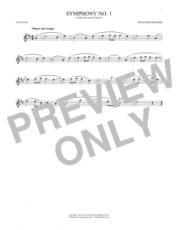 page one of Symphony No. 1 In C Minor, Fourth Movement Excerpt (Alto Sax Solo)