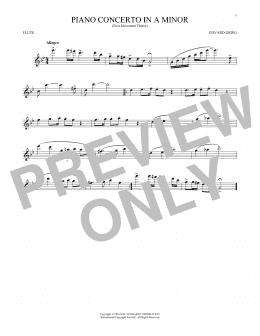page one of Piano Concerto In A Minor, Op. 16 (Flute Solo)